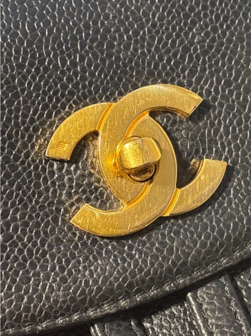 Authentic Chanel Black Caviar Leather Backpack with Gold CC Twist Lock